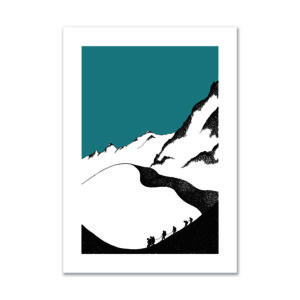 dessin encre cordée montagne alpinisme décoration affiche art print